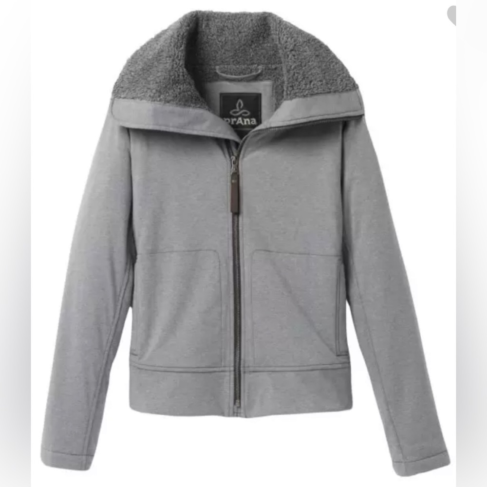 Prana Xina sherpa fleece lined zip up gray sweater XS